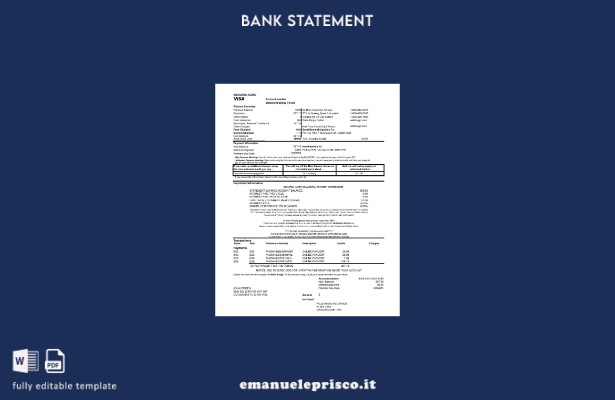 modello Excel di estratto conto della carta di credito bancaria USA Wells Fargo 